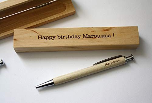 Atelier Mumu Stylo personnalisé avec prénom et boîte gravée en bois, gravure avec votre texte. Cadeau personnalisé idéal anniversaire, Noël, retraite. – vue 8