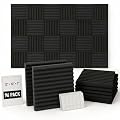 96 Pack Allxinlog Absorb the echo Acoustic Foam Panel Wedge Studio Soundproofing Wall Tiles 12" X 12" X 1"(Accompanied By Double-Sided Adhesive Tape) (96-BLACK)