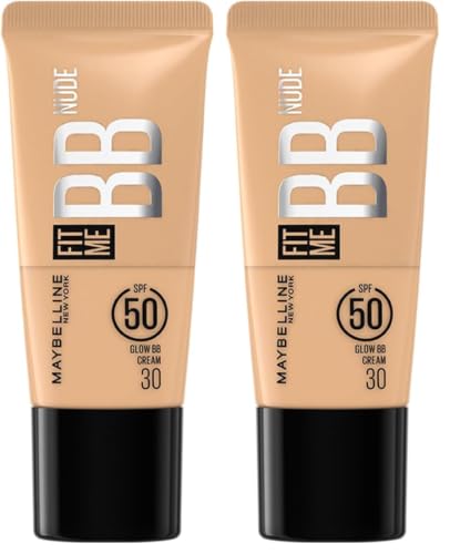 Image of Maybelline New York Fit Me Glow BB Cream, SPF 50 + 24H Hydration With Niacinamide & Hyaluronic Acid, Dewy Finish for Normal to Dry Skin- Shade 30, 25ml (Pack of 2)