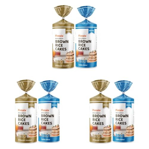 Image of Pintola Organic Wholegrain Brown Rice Cakes Combo Pack (All Natural) (Unsalted and Lightly Salted) (130 g * 2) (Pack of 3)