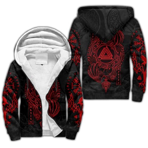 Viking Warriors God Odin Fenrir Tattoo Retro Vintage 3D Printed Fleece Hoodies Zipper Harajuku Winter Jacket