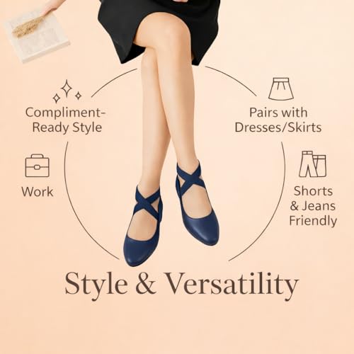 Image of EMMA NEW YORK Ankle Strap Flats for Women, Women Flat Ballerina Shoes, Women's Ballet Flats with Strap