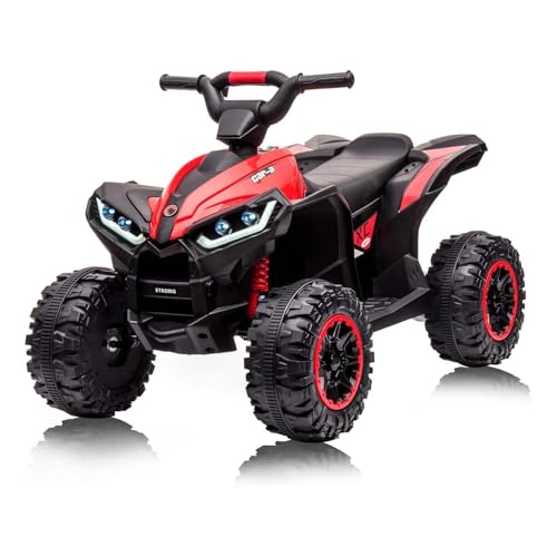 GarveeLife 12V Kids Ride On ATV, 4 Wheeler Electric Vehicle for Kids 3-8 Toddler Battery Powered Toy Car for Boys Girls with Remote Control, LED Light