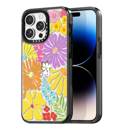 Coque compatible avec iPhone 14 Rosarnnah motif floral noir