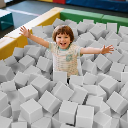 COZYTRAUM 24-Pack 5 Inch Foam Cubes, Soft Play Pit Fillers for Indoor Games, Trampoline & Rock Climbing Mats - Light Gray by COZYTRAUM - Image 4