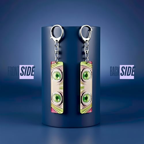 Image of Dem-on Slayer Anime Acrylic Glowing Eyes Keychain | Luminous Eye Glow Key Ring | Premium Otaku Accessory for Bags, Bikes, Cars, Backpacks & Key Holder