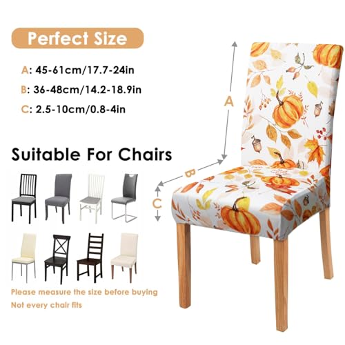 Qwpmvhsak Fall Thanksgiving Chair Covers Set Of 6, Watercolor Pumpkin Maple Leaf Dining Chair Protectors thumb #1