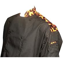 Chefskin REG M-L Chef Jacket Flames Short Sleeve Black Super Lightweight Cool Fresh