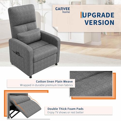 Sillón reclinable eléctrico tela lino gris miniatura 5