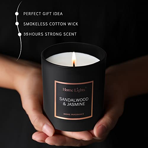 Homelights Luxury Scented Candle, Natural Soy Wax, Home Fragrance Decor Gift, Sandalwood & Jasmine, Medium Jar #TOP2