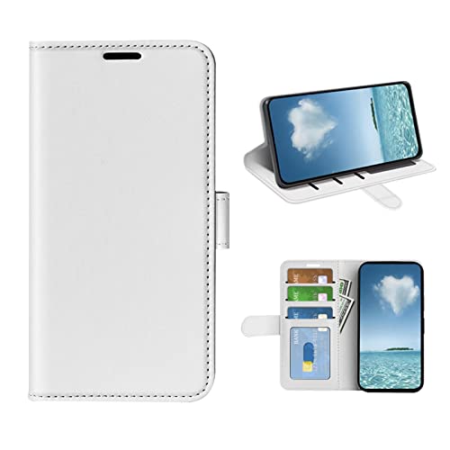 COQUE étui pour Sony Xperia 10V,R64 Cuir Grain Simple pli Rabattable avec Fente pour Carte étui en Cuir pour Sony Xperia 10V-Blanc