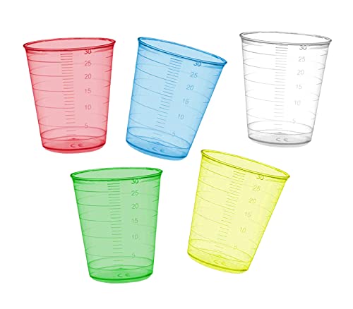 Gobelets doseurs 30 ml rouge PP : Pack de 160 verres de mesure durables