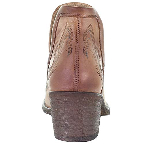 Circle G Women's Cognac Embroidery Fashion Booties Round Toe3