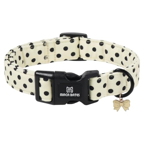 Maca Bates Collier pour chien mignon crème à pois noirs très petite taille