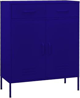 AJJHUUKI Muebles de exterior, armario de almacenamiento, color azul marino, 80 x 35 x 101,5 cm, mueble de acero