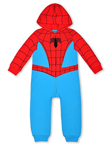 Marvel Hulk, Captain America, Iron Man or Spiderman Boys Zip Up Hooded Bodysuit for Infant and Toddler