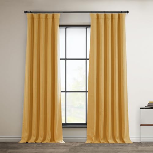 HPD Half Price Drapes Faux Linen Textured Room Darkening Curtains for Bedroom 108 Inches Long (1 Panel)