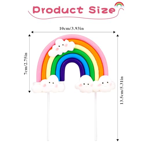 Mozeat Lens 547020_4_S5A3WZGA Rainbow Cake Topper, Soft Pottery Cute Rainbow Cloud Cake Decorations Colorful Rainbow Cupcake Topper Personalized Cake Topper Reusable Happy Birthday Cake Topper Birthday Party Decorations Supplies thumb #2