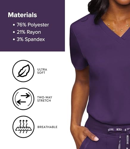 Image of Med Couture Touch Women's Scrub Tops V-Neck Tuck-in Top with 1 Pocket | Slim Fit, Touch Performance Fabric, Stretchy Rib-Knit Shoulders, Bungee Loop, 2-Way Stretch, Lightweight, for Long Shifts