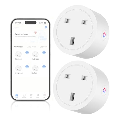 Oblinple Smart Plug 13A Alexa Plugs that Work with Alexa Google Home Wifi Plugs with Energy Monitoring Voice Control Timer Function Smart Life/Tuya App Remote Control WiFi Socket 2.4GHz Wi-Fi Only