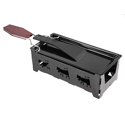 Cheese Melter Pan, Foldable Raclette & Fondue Set with Non-Stick, Durable Construction, Tea Light Compatible, Includes Spatula and Wood Handle for Home, Outdoor, Camping, BBQ, Party, and Festival Use