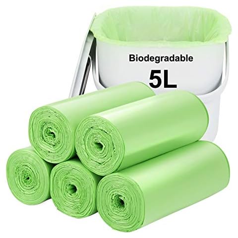 Biodegradable Trash bags 120PCS, Aievrgad 5L/1.2Gallon small Garbage bags/ For Countertop Bin. Bin Liner/Trash/rubbish Bags, 100% Recycled,Tough, degradable, Compost Bags for Food/household/garden Cover