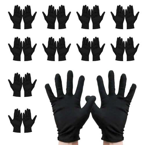 Gants Coton Noir - 10 Paires (20 Pièces) 21cm Gants de Travail