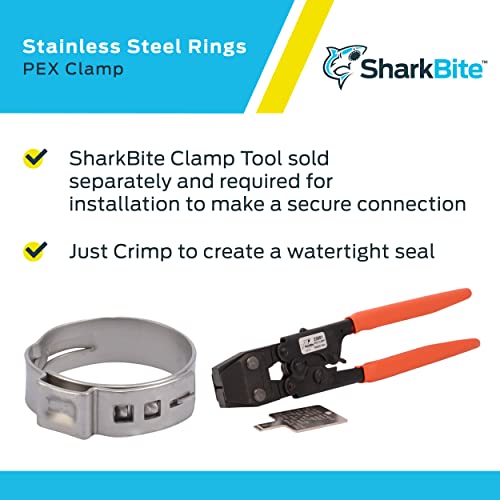Image of SharkBite 1 Inch Clamp Ring, Stainless Steel Plumbing Fitting, PEX Pipe, PE-RT, UC956A