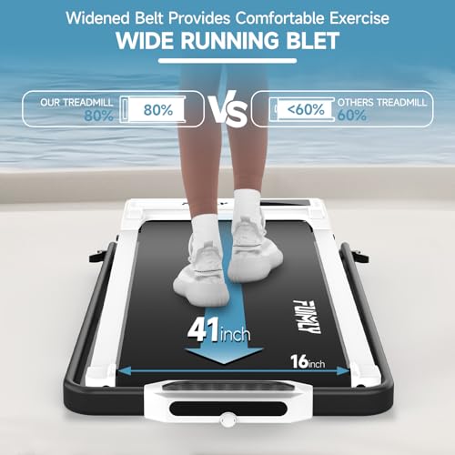 Image of FUNMILY Walking Pad - Foldable Treadmill for Home Office, Portable, 300 Lb Capacity, Remote Control, LED Touch Screen, 2s Foldable, White