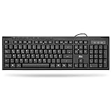 pc tastatur deutsch russisch 【Durable und spritzwassergeschützt】 Robuste ABS-Tastenkappen mit leicht lesbaren, kräftigen, leuchtend weißen Zeichen sorgen für bis zu 10.000.000 Mal mehr Tastenanschläge ohne Abnutzung. Die USB Tastatur mit Abflusslöchern widersteht zufälligen Verschüttungen und Stürzen. (Hinweis: Die Tastatur USB ist spritzwassergeschützt, aber nicht wasserdicht. Tauchen Sie die Tastatur nicht in Flüssigkeit)
