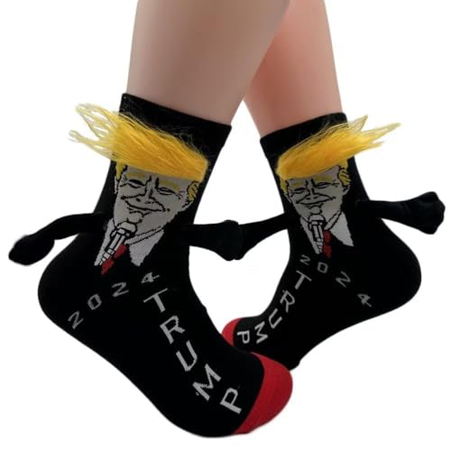 2 pairs fun magnetic attraction couple socks, Valentine's Day hand-held mid tube socks, magnetic socks for shaking hands2