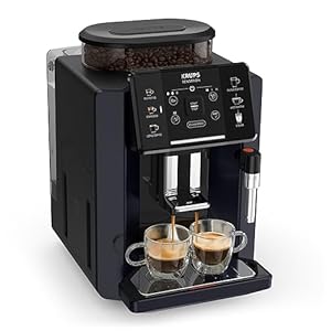 Krups EA910B Sensation Machine à expresso entièrement automatique Noir/noir, facile à utiliser, facile à entretenir, alertes d'éclairage, nettoyage pratique, réglages personnalisés