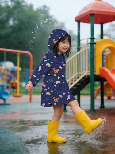 Image of SANGTREE Girl's Waterproof Trench Coat Hooded Lightweight Windbreaker Rain Jackets