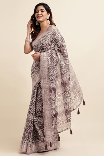 Image of MIRCHI FASHION Women Saree Cotton Blend Kalamkari Printed | Comfortable Office and Regular Daily Use Sari with Unstitched Blouse Piece