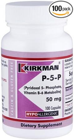 Kirkman – P-5-P (Pyridoxal 5-Phosphate, Vitamin B-6 Metabolite) 50 mg - Hypoallergenic 100 Count