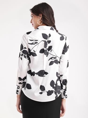 Image of FableStreet Women Shirt | V-Neck Long Sleeve Floral Printed Design | Cotton Jersey Fabric with Button Closure | Perfect for Business Casual