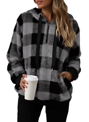Nirovien Womens Sherpa Pullover Fleece Hoodie