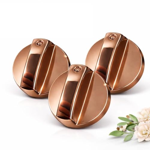 Image of Everflame Shine & Stylish Metallic Knob | Kitchen Gas Stove | LPG & PNG Gas | Compatible 8mm Spindle Gas | Kitchen Tool | Heavy-Duty Metal Knob (Rose Gold, Pack of 3 /)