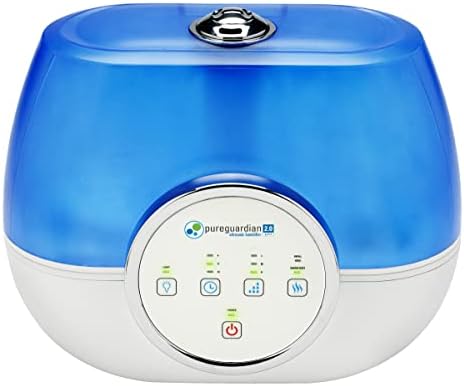 PureGuardian H4810AR Ultrasonic Warm and Cool Mist Humidifier for Bedrooms, Quiet, Filter-Free, 120 Hr, 2 Gal Treated Tank Surface Resists Mold, Pure Guardian Humidifier with Essential Oil Tray