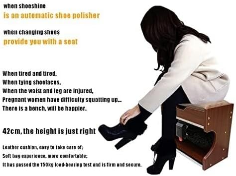 Electric Shoe Polisher, Fully Automatic Induction Shoe Polish with Two Brushes & Storage Box, Ideal for Home & Commercial Use (Red Oak)(Walnut)