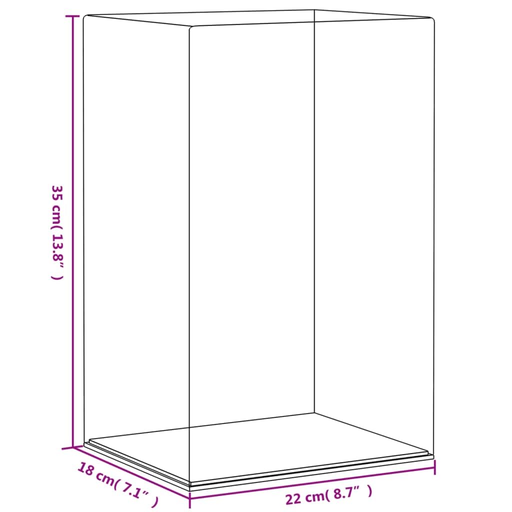 Acryl Vitrine 22x18x35 cm - Staubschutz Box für Sammlerstücke, Figuren, Modellautos und Souvenirs - Transparente Präsentationsvitrine