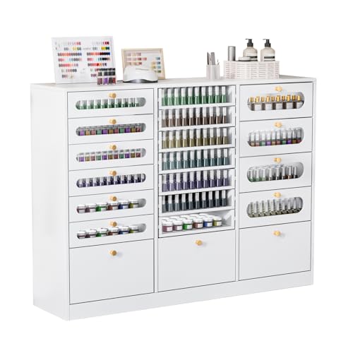 OmySalon Nail Polish Organizer Cabinet with Drawers, 47.2" L Large