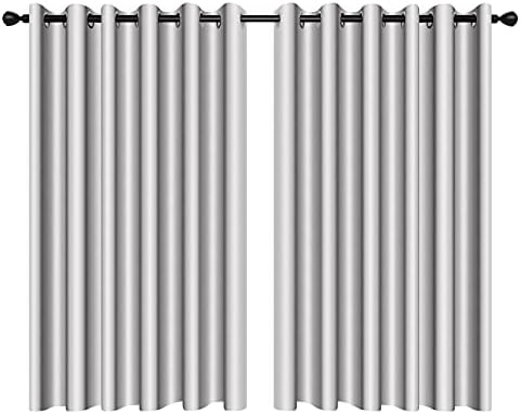 100% Blackout Curtains - Eyelet Ring Top Thermal Insulated Curtains, Noise Reducing & Energy Saving Curtains for Bedroom/Living Room/Nursery, W66 x L90 Inch (168cm x 229cm), 2 Pieces, Duck Egg