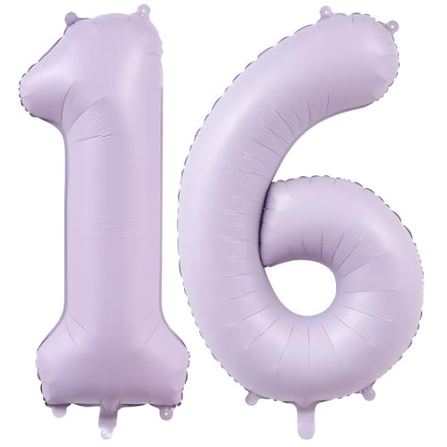 Image of Pastel Purple 16 Number Balloons,40 Inch Light Purple 16 Balloons Large Helium Foil Mylar Number Balloon for Birthday Party Anniversary Decorations