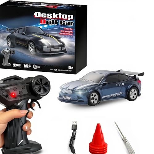 Image of RC Drift Car, 1 /64 Mini RC Remote Control Car, 2.4GHz Full Proportional RTR High Speed Micro Sports Racing Drift, 4WD HobbyFast Race Vehicle with Lights, Model Toys Gift for Kids, Boys, Adults