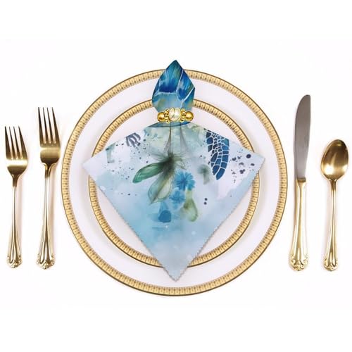 Servilletas de Tela Cuadradas Azul Floral Pack x4 miniatura 3