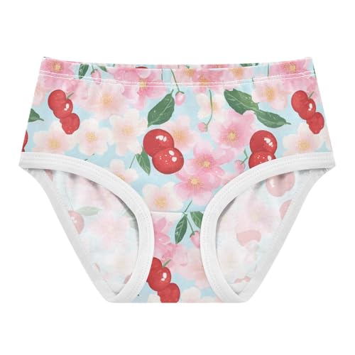 Wusikd Cherry Blossom Girls' Underwear Cotton Cherries Girls Briefs Soft Toddler Underwear 2T