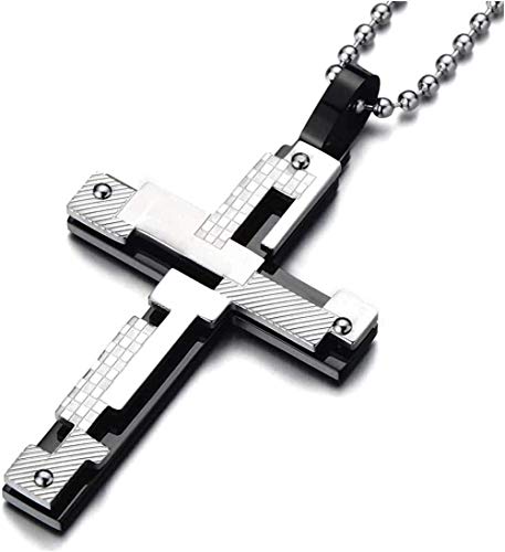 Preisvergleich Produktbild NC188 Herren Halskette Kreuz Anhänger Edelstahl Schach Halskette Persönlichkeit Klassische Hip Hop Charm Halskette