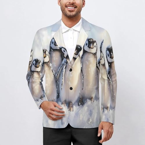 Cute Penguins Men's Slim Suit Long-Sleeve Prom Tuxedo Classic Two Button Business Jacket2