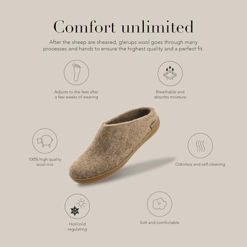 Image of Glerups 100% quality wool mix Slipper with rubber sole - Unisex Slip-on